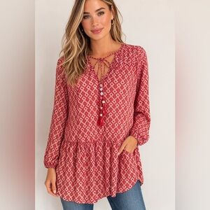 Christophe Sauvet beaded Geometric Tassel Tie Boho top